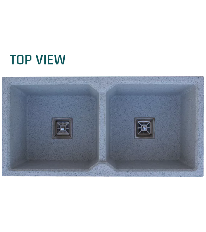 Venito Double Bowl Quartz Sink Top View